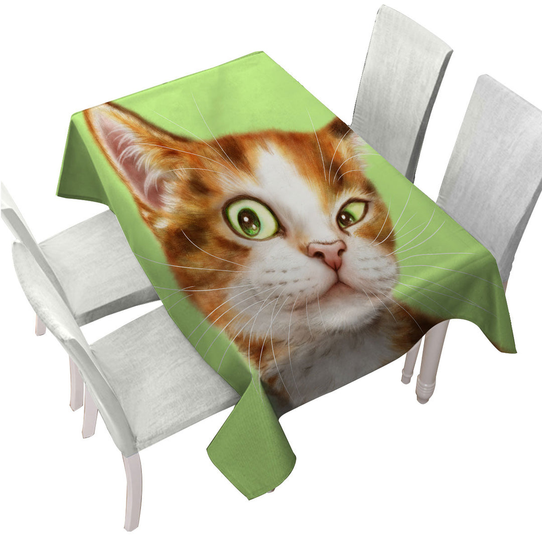 Beautiful Painted Cats Curious Ginger Kitty Tablecloths