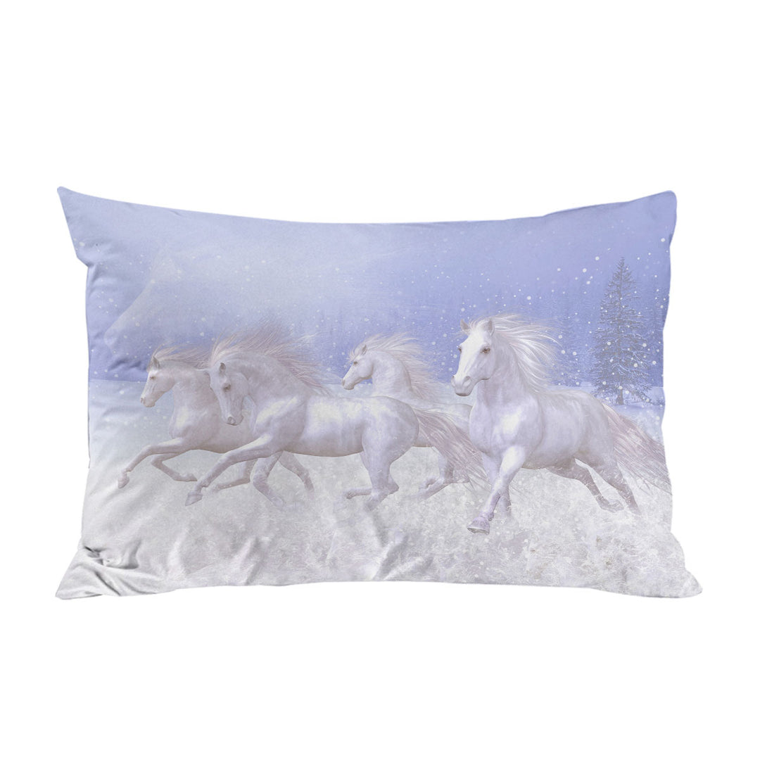 Beautiful Running White Horses the Snow Horses Pillowcase