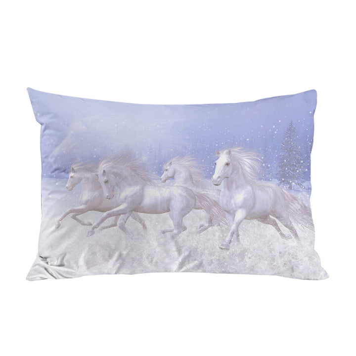 Beautiful Running White Horses the Snow Horses Pillowcase
