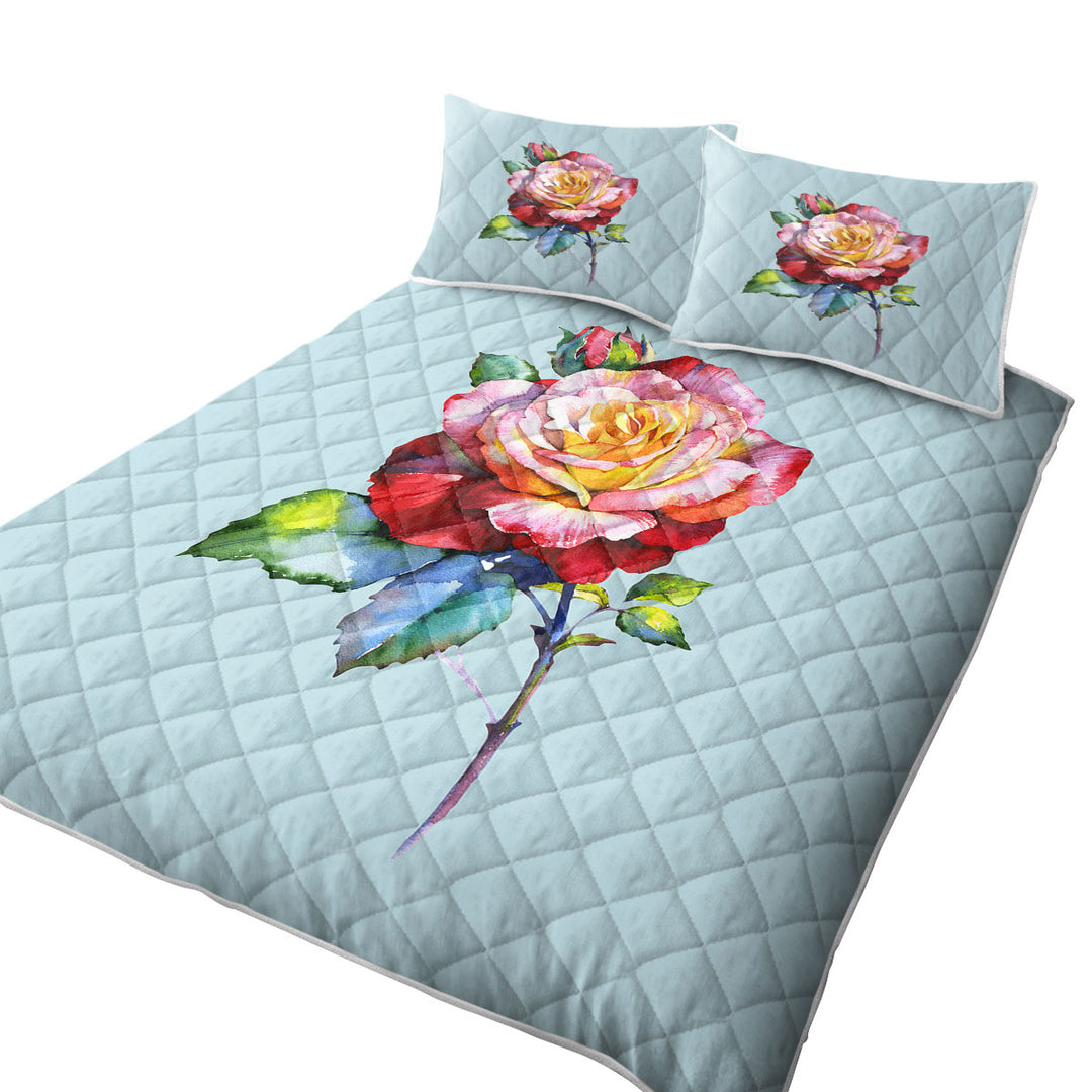 Beautiful Single Rose Painting Quilt
