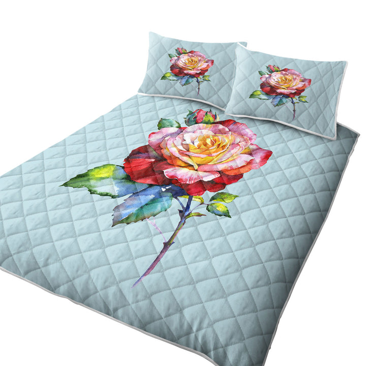Beautiful Single Rose Painting Quilt