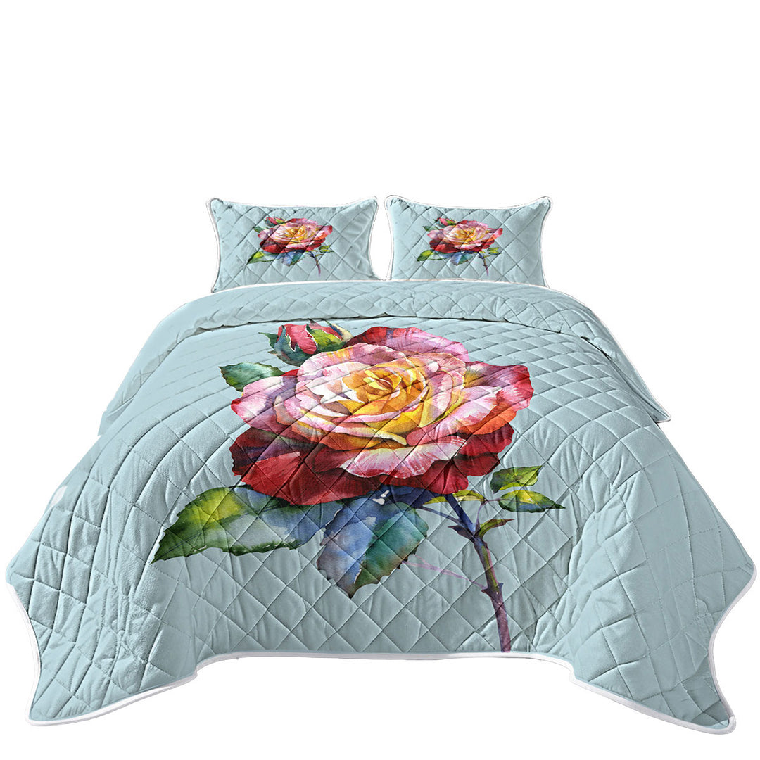 Beautiful Single Rose Painting Quilts