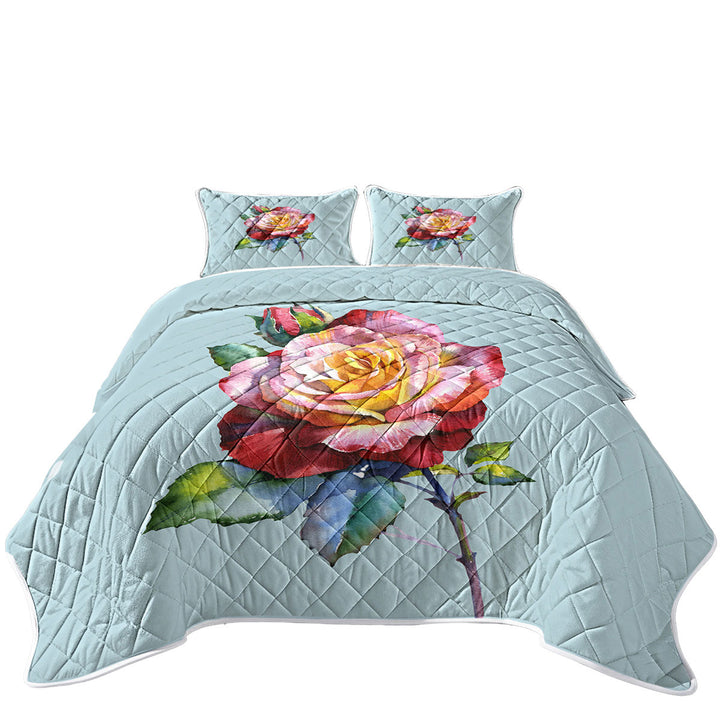 Beautiful Single Rose Painting Quilts