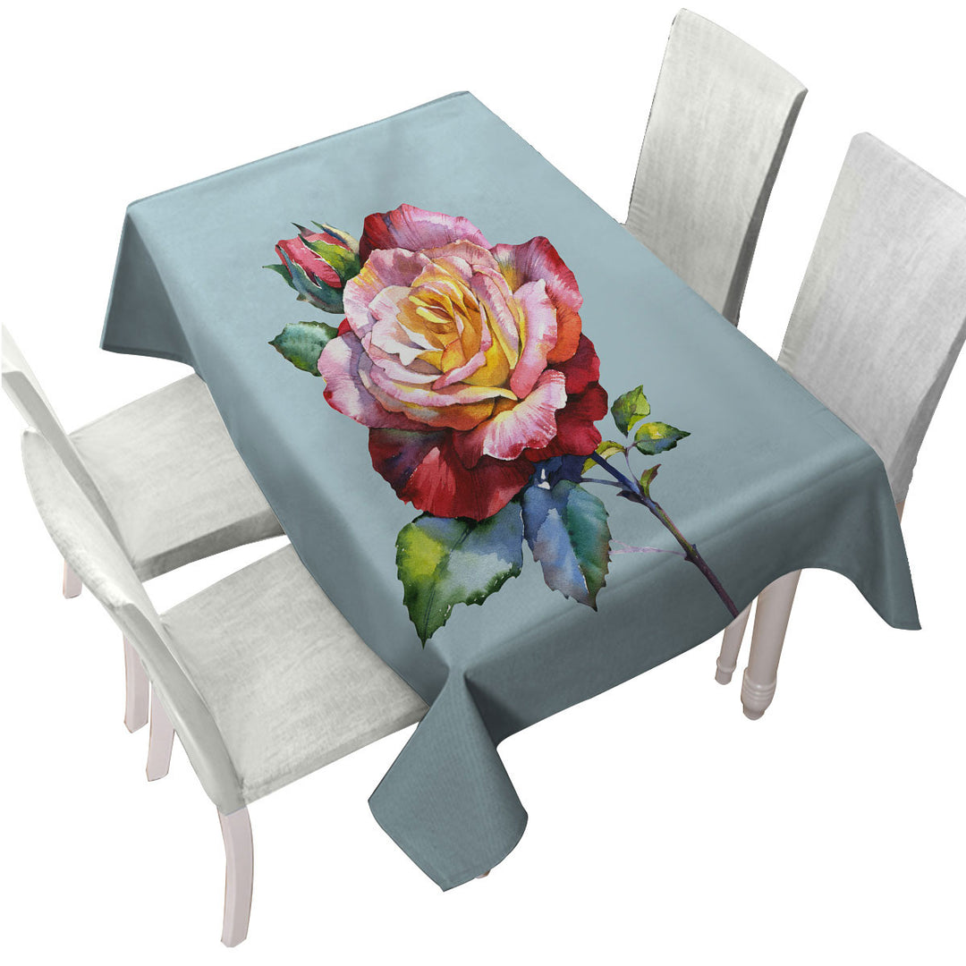Beautiful Single Rose Painting Tablecloth