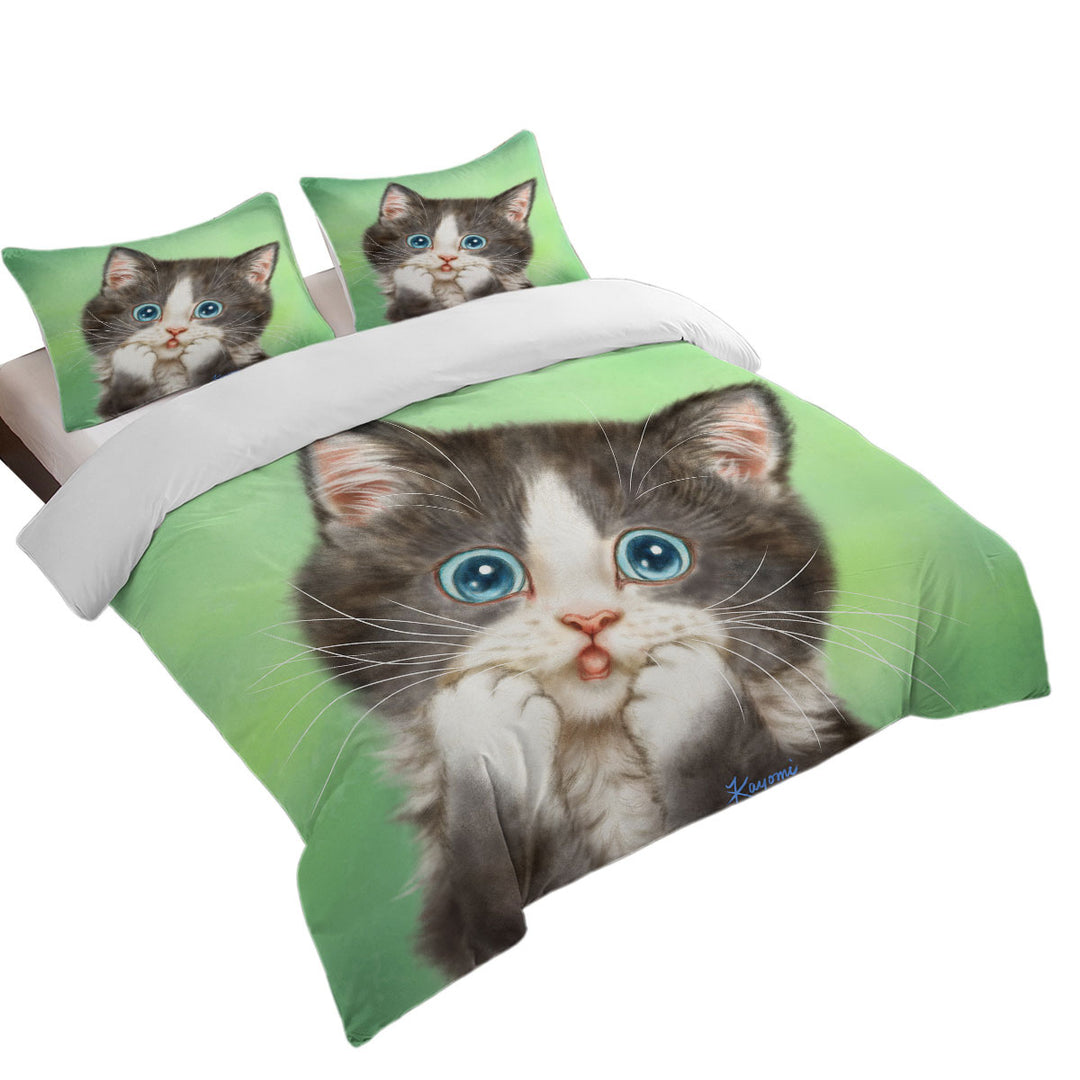 Bed Covers with Baby Designs Lovely Sweet Kitten over Green