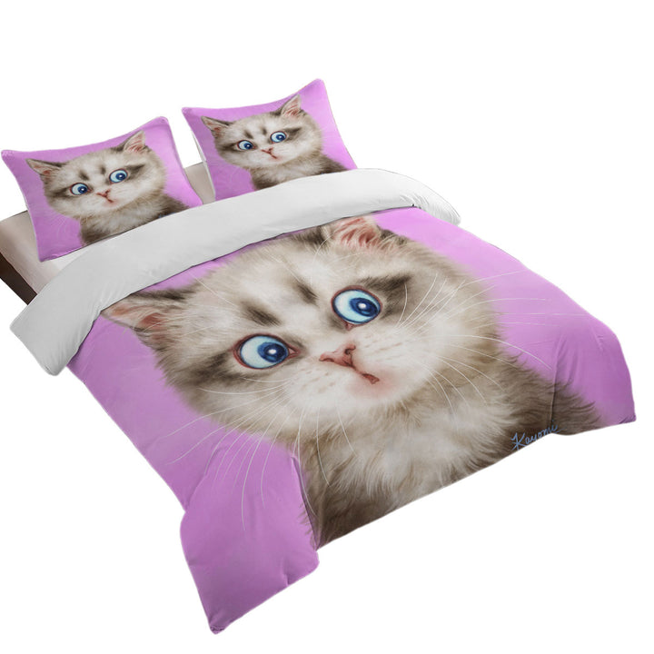 Bed Covers with Cats Cute and Funny Faces Amazed Kitten