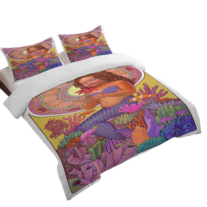 Bed Covers with Colorful Coral and Mia the Girl Mermaid