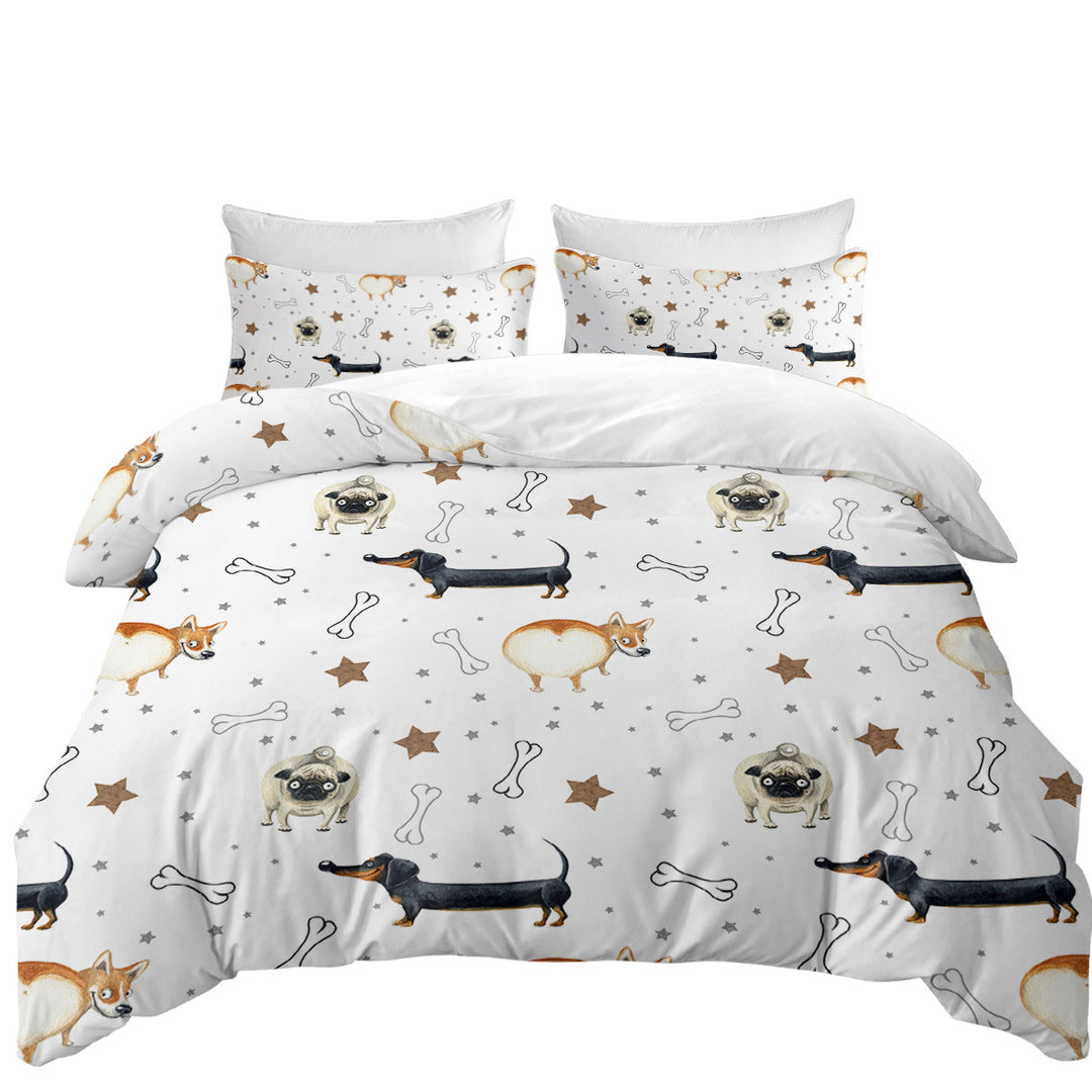Bed Covers with Funny Dogs and Bones Pattern