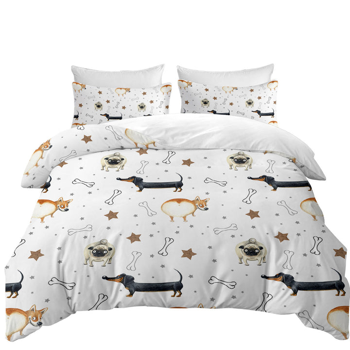 Bed Covers with Funny Dogs and Bones Pattern