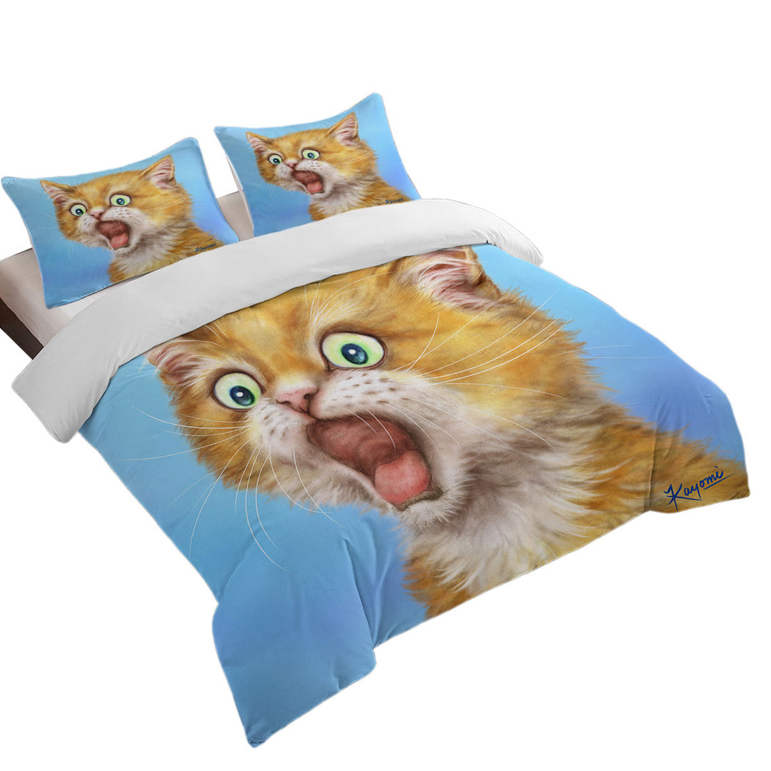 Bed Covers with Funny Kittens Ginger Kitty Cat is in Shock