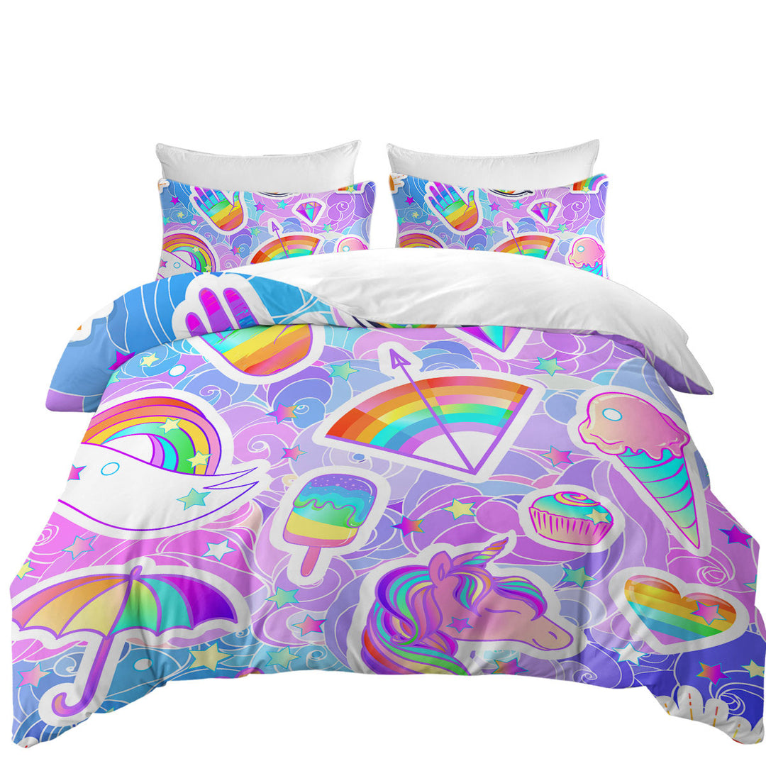 Bed Covers with Girly Pack Colorful Rainbow