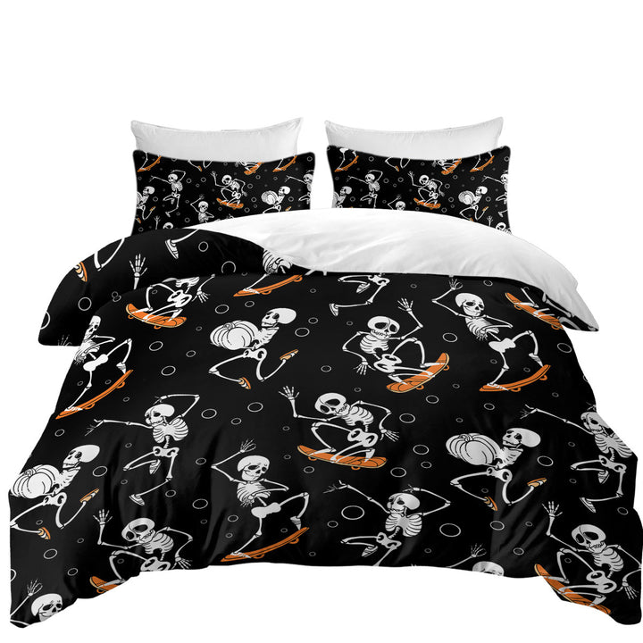 Bed Covers with Halloween Funny Skeletons