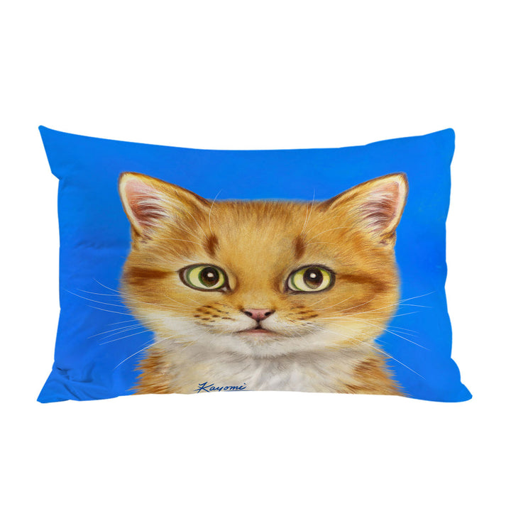 Bed Covers with Handsome Ginger Cat over Blue