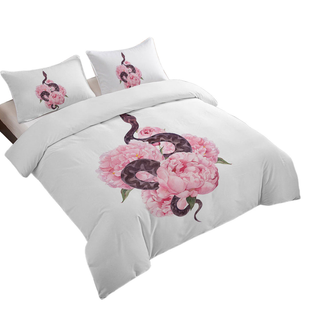 Bed Covers with Pink Flowers Snake
