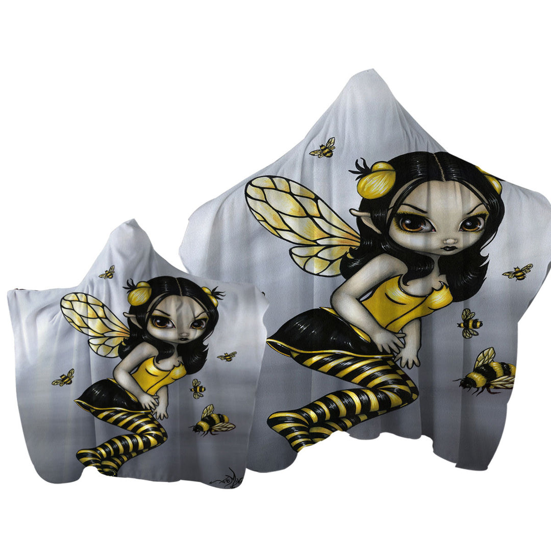 Bees and Bumblebee Fairy Towel with Hood