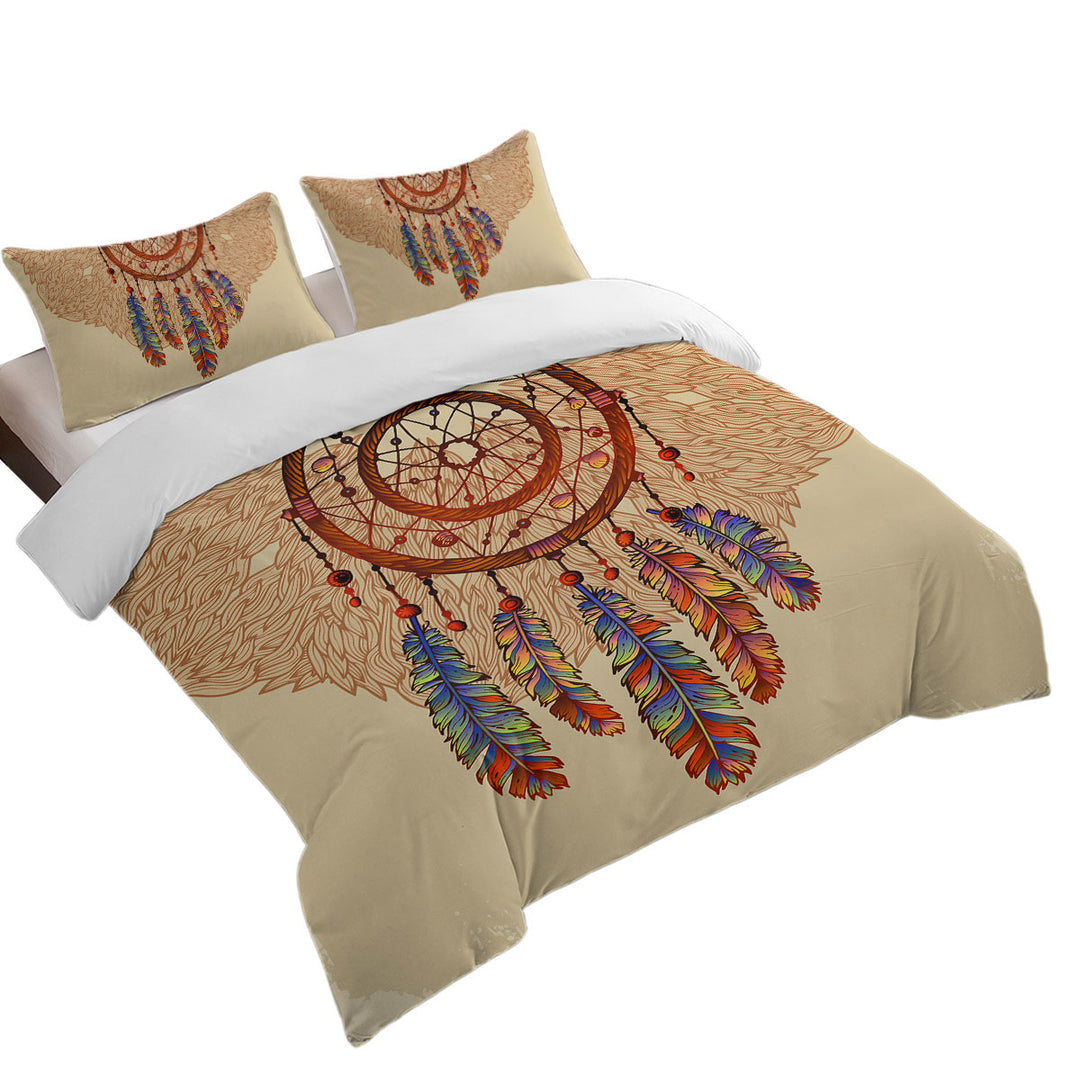 Beige Native American Dream Catcher Coverlets