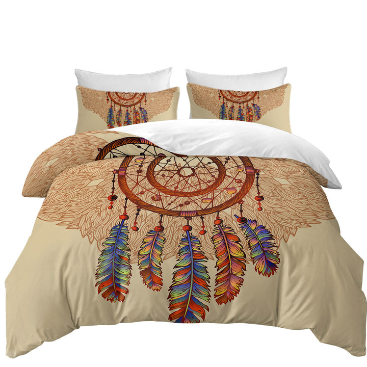 Beige Native American Dream Catcher Duvet Cover