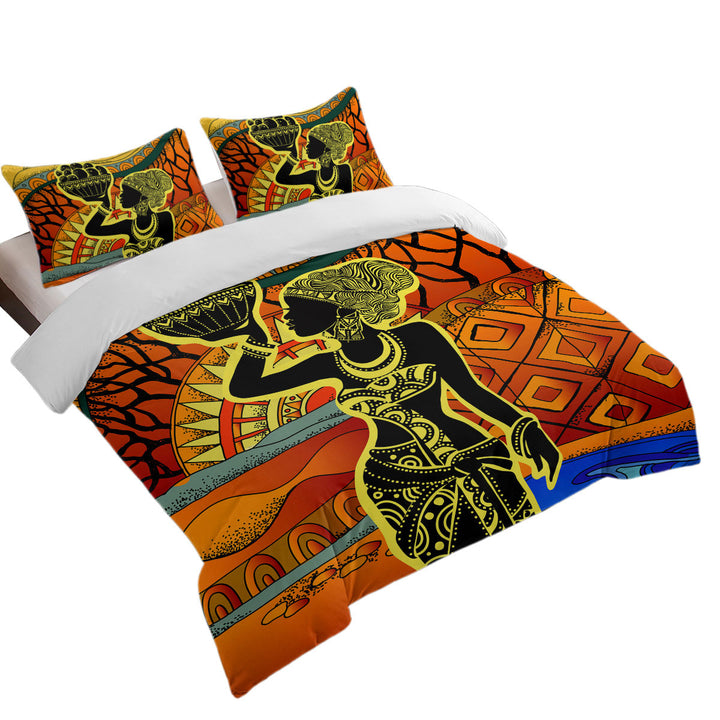 Best Duvet Covers with African Woman in Black and Yellow