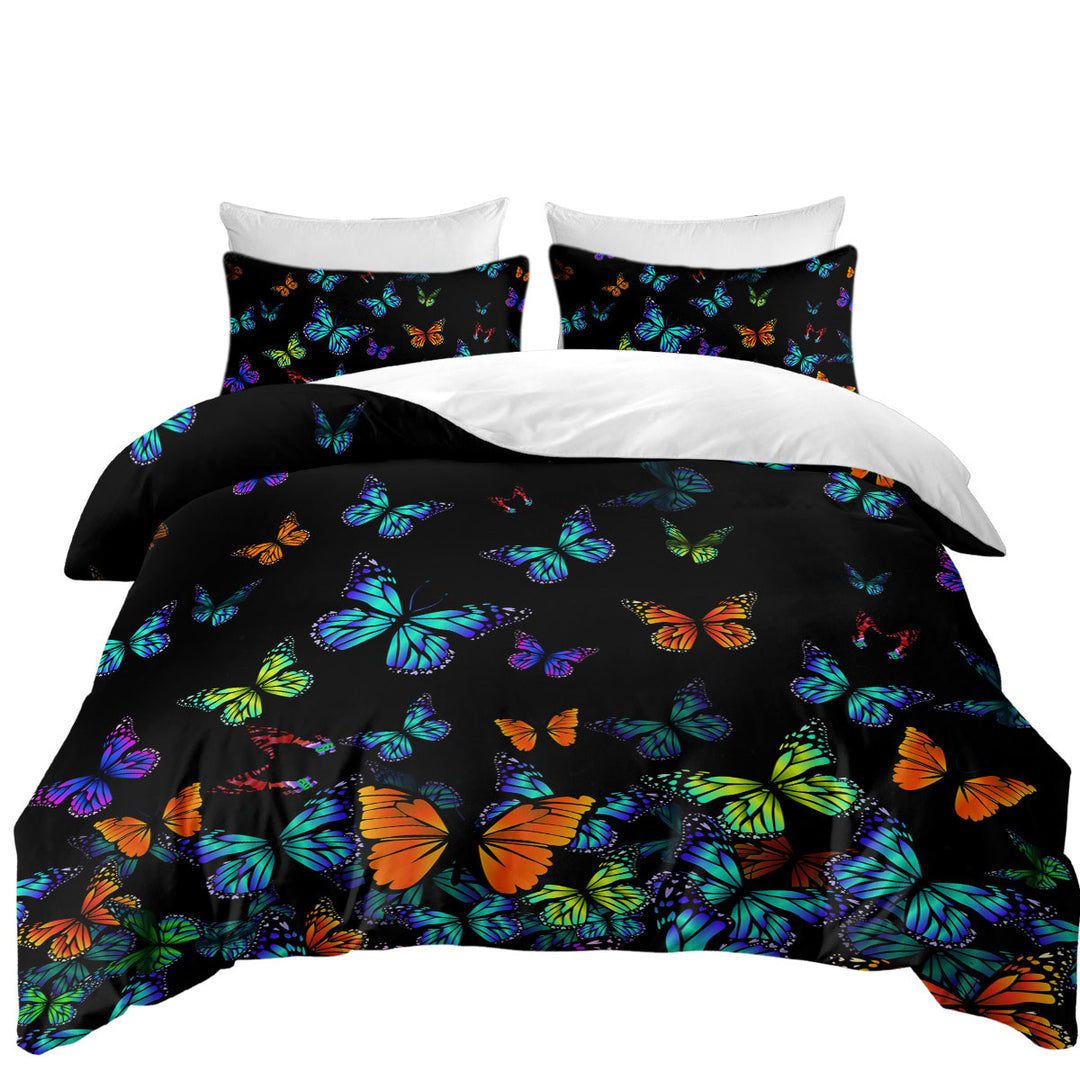 Best Duvet Covers with Black Background Colorful Butterflies