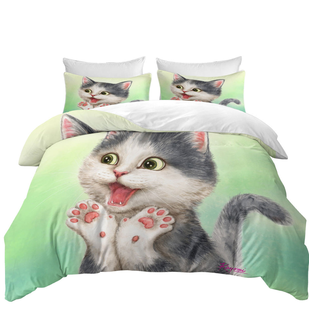 Best Duvet Covers with Excited Lovely Kitten for Kids