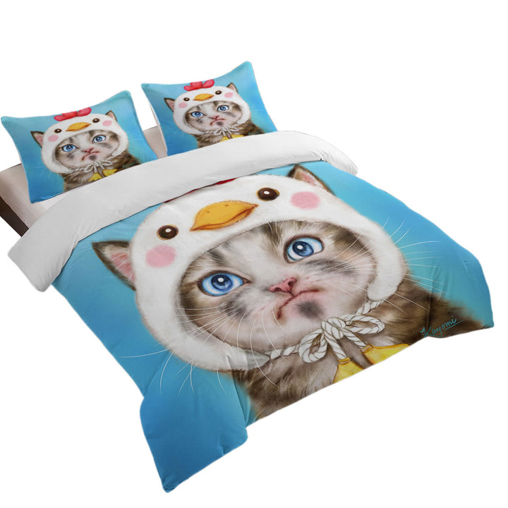 Best Duvet Covers with Funny Kittens Unpleased Cat Dressed as a Bird Chick
