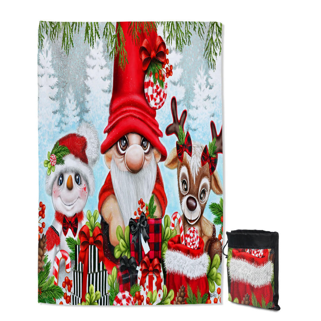 Big Beach Towels for Christmas Gnome Snowman and Reindeer