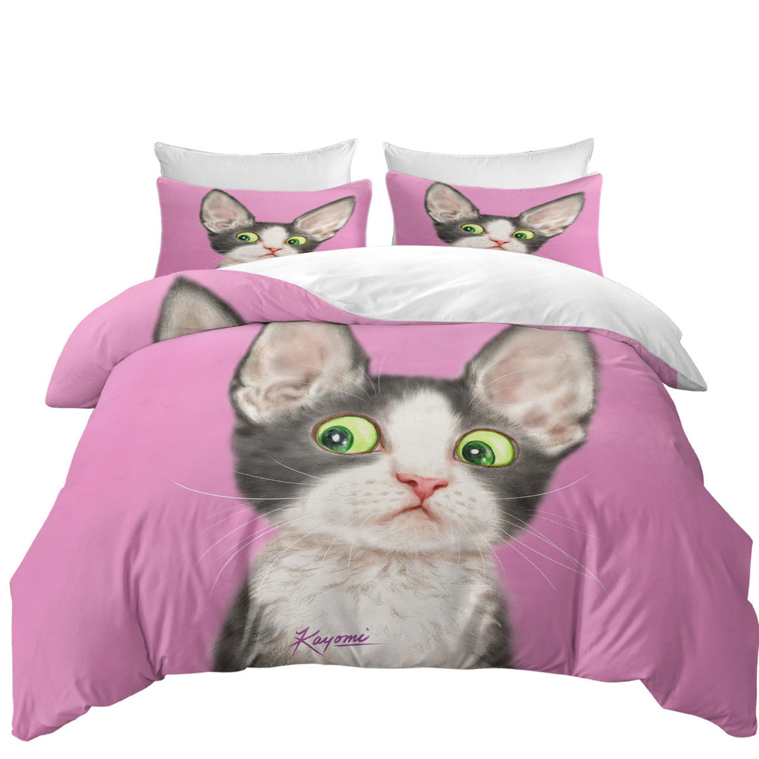 Big Ears Girly Kitty Cat over Pink Donna Covers