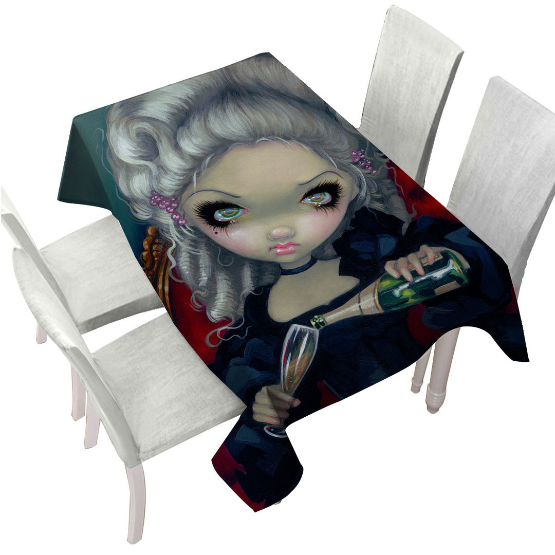 Big Eyed Beauty Gothic Maiden Have Some Champagne Table Cover