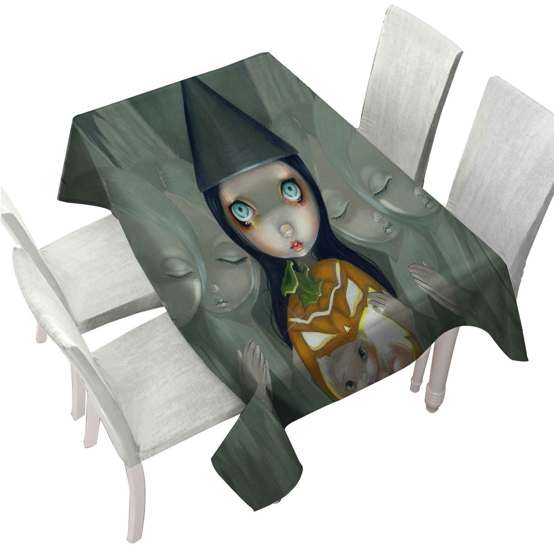 Big Eyed Witch Born Of a Pumpkin Baby Tablecloths