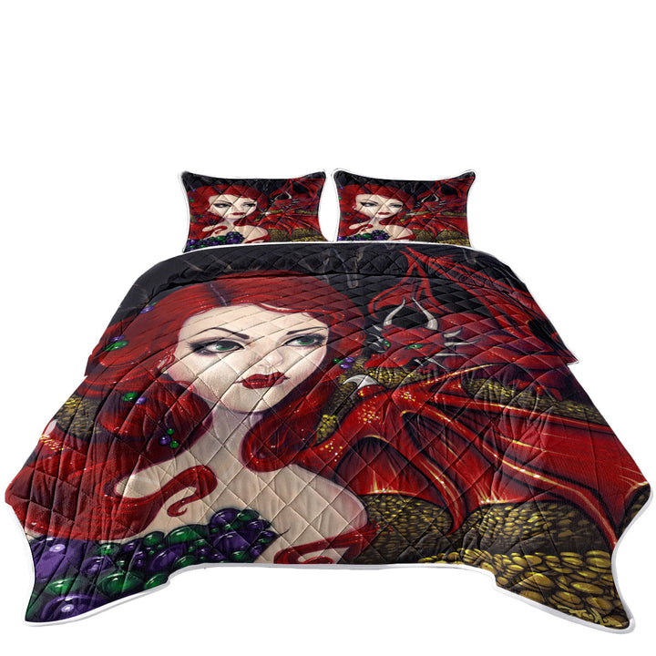 Bijou the Redhead Dragon Winged Fairy Coverlet