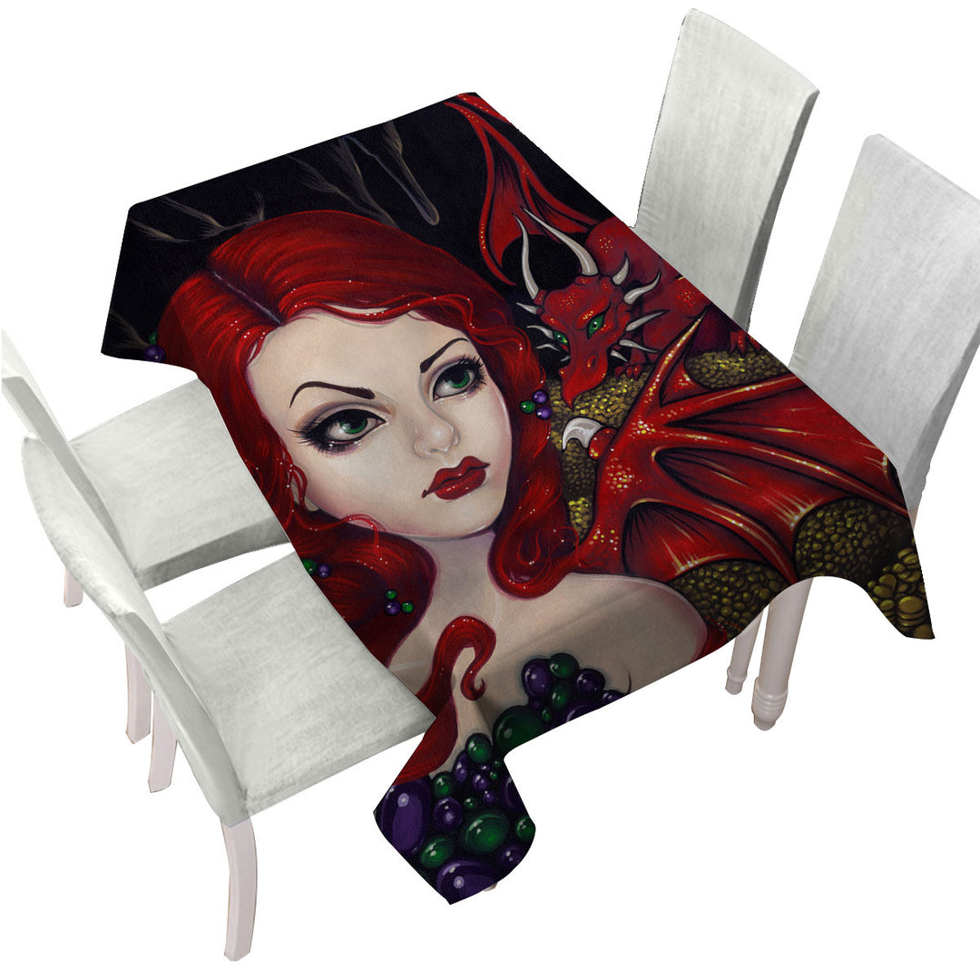 Bijou the Redhead Dragon Winged Fairy Table Cover