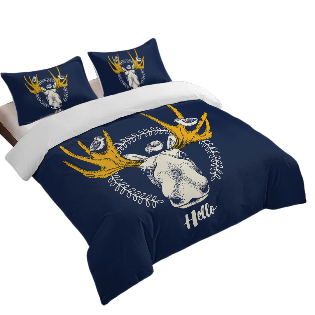 Birds and Moose King Size Duvet Cover