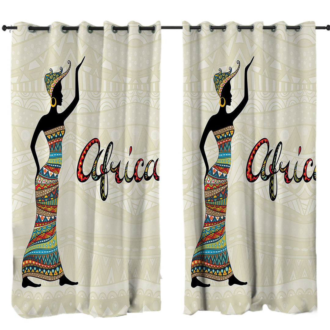 Black African Woman Present Africa Curtains