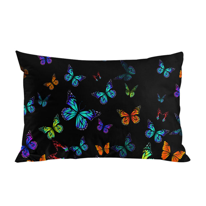 Black Background Colorful Butterflies Pillowcases