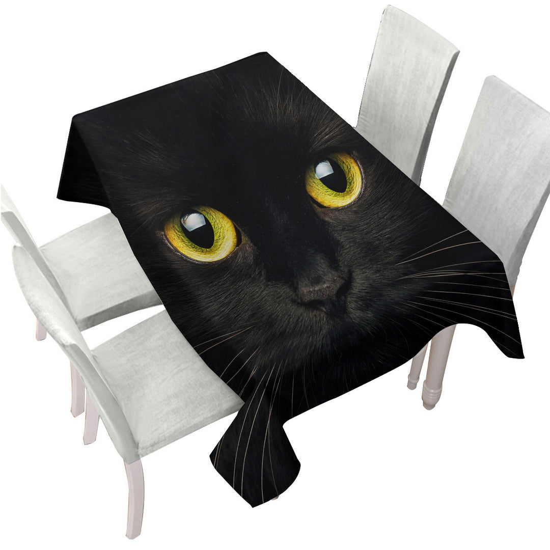 Black Cat with Yellow Eyes Custom table Covers
