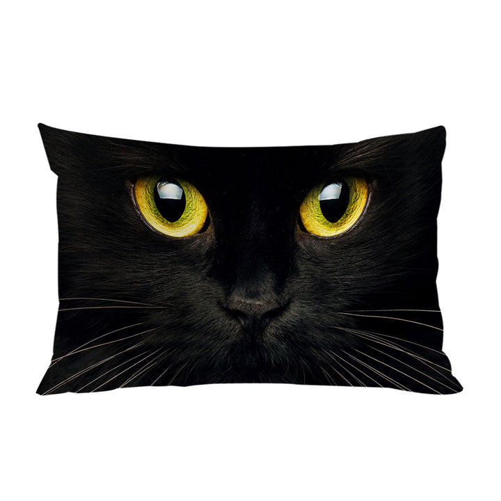 Black Cat with Yellow Eyes Pillow Cases