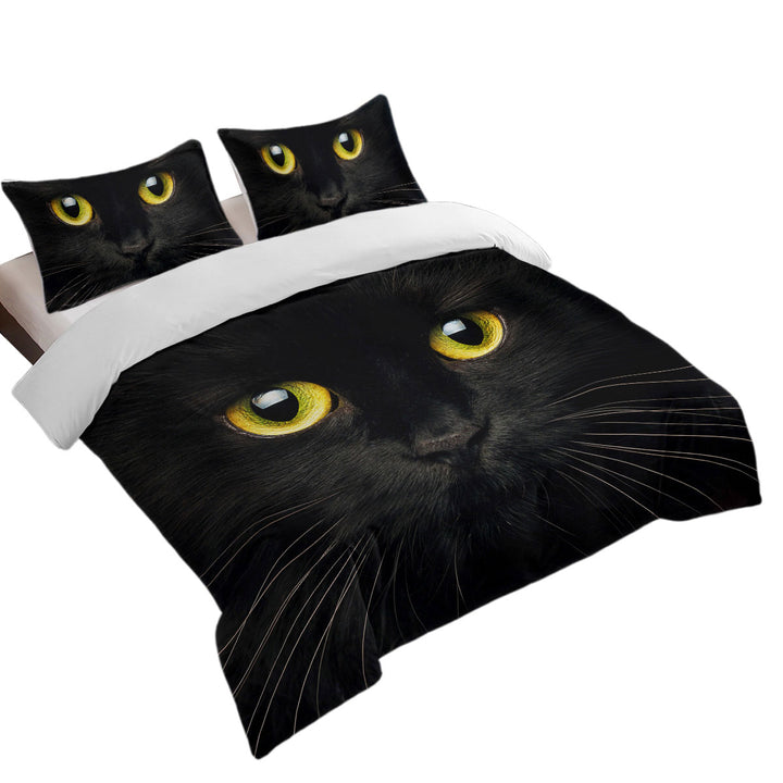 Black Cat with Yellow Eyes full Size Duvet Cover