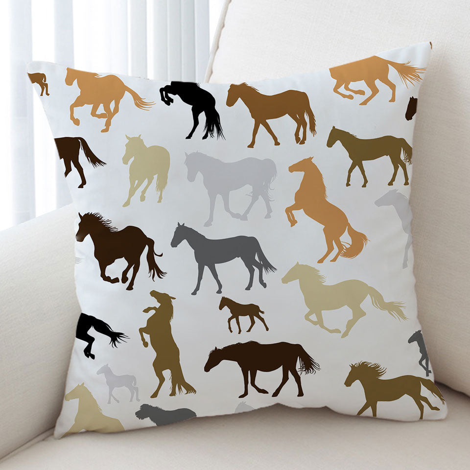 Black Grey Brown Beige Horses Cushion Covers