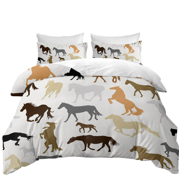 Black Grey Brown Beige Horses Pattern Duvet Covers