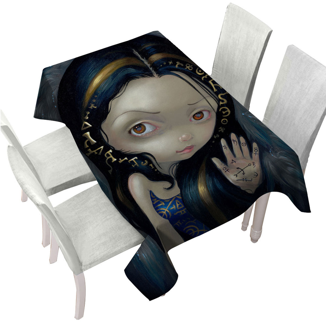 Black Hair Divine Spirit Alchemical Angel Custom table Covers