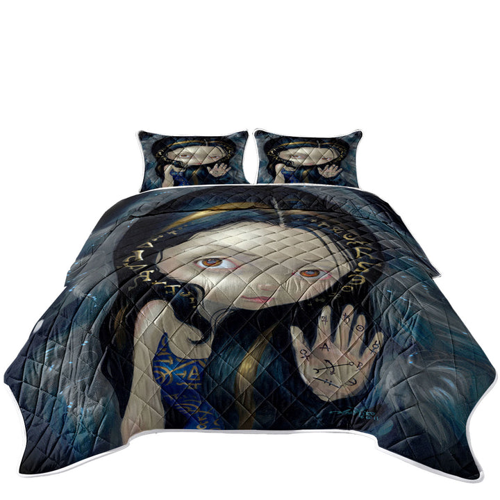 Black Hair Divine Spirit Alchemical Angel Quilt