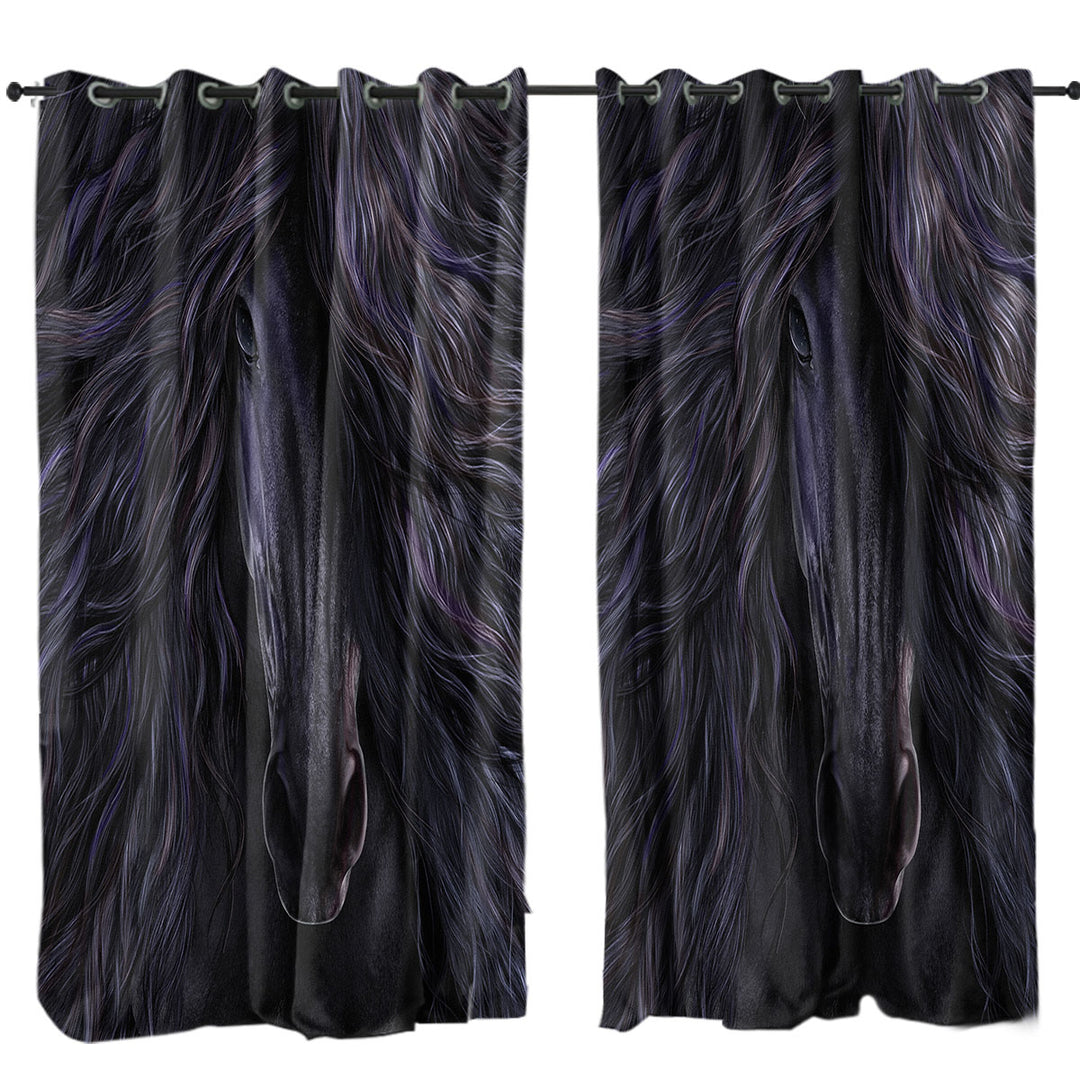 Black Magic Horse Fine Art Curtains