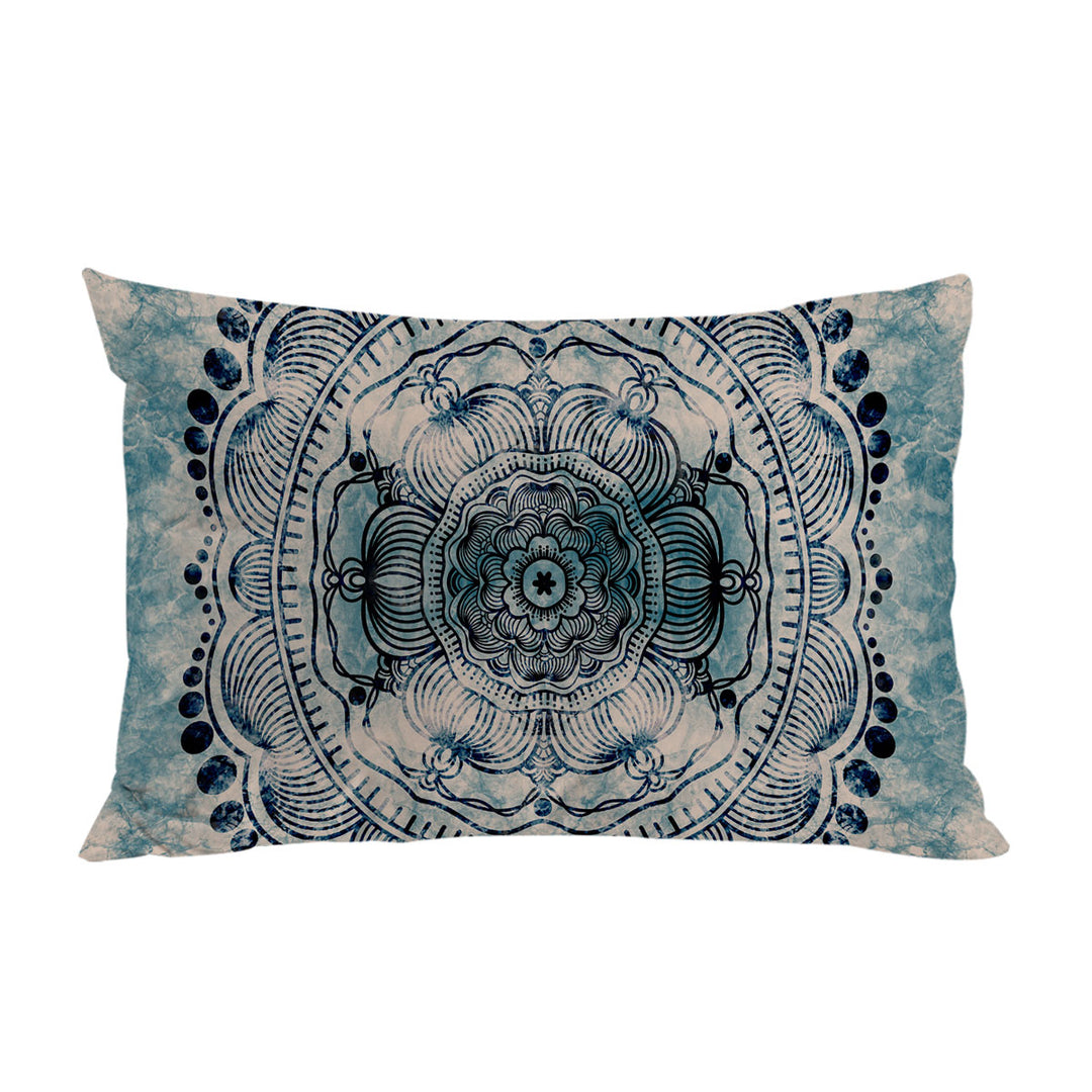 Black Royal Mandala on Dark Blue Rock Bed Cover