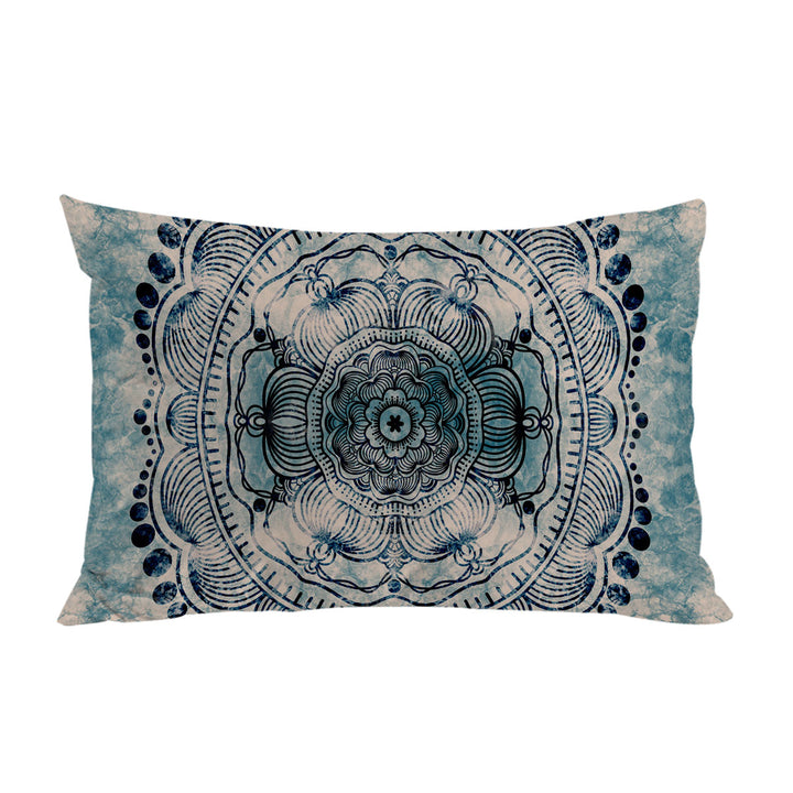 Black Royal Mandala on Dark Blue Rock Bed Cover