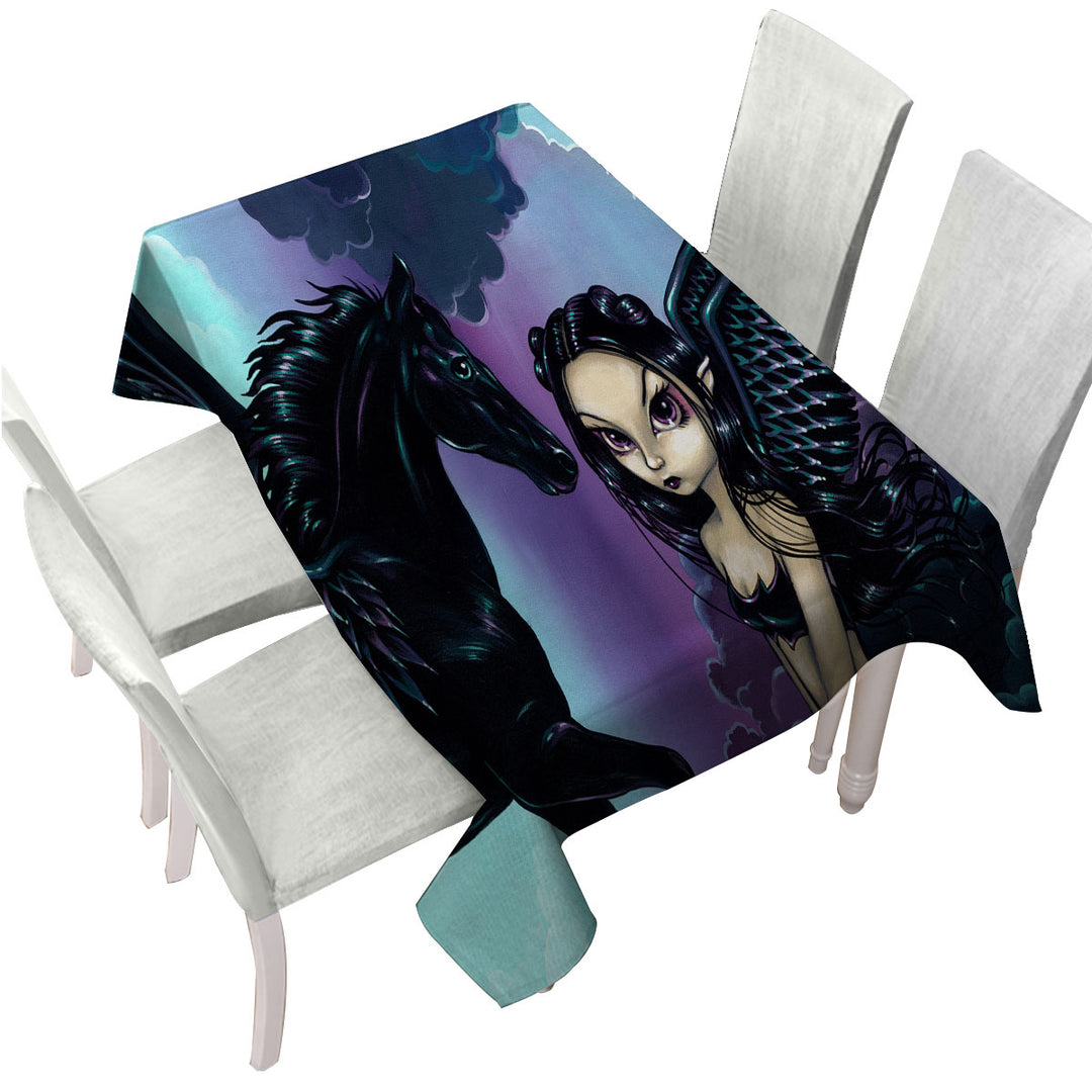 Black Wings Fairy and Dark Pegasus Table Cover