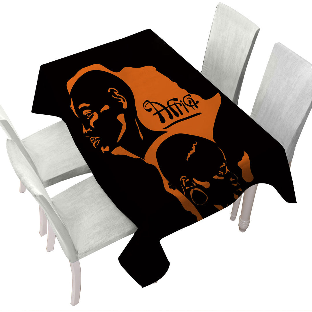 Black and Orange African Figures Tablecloths