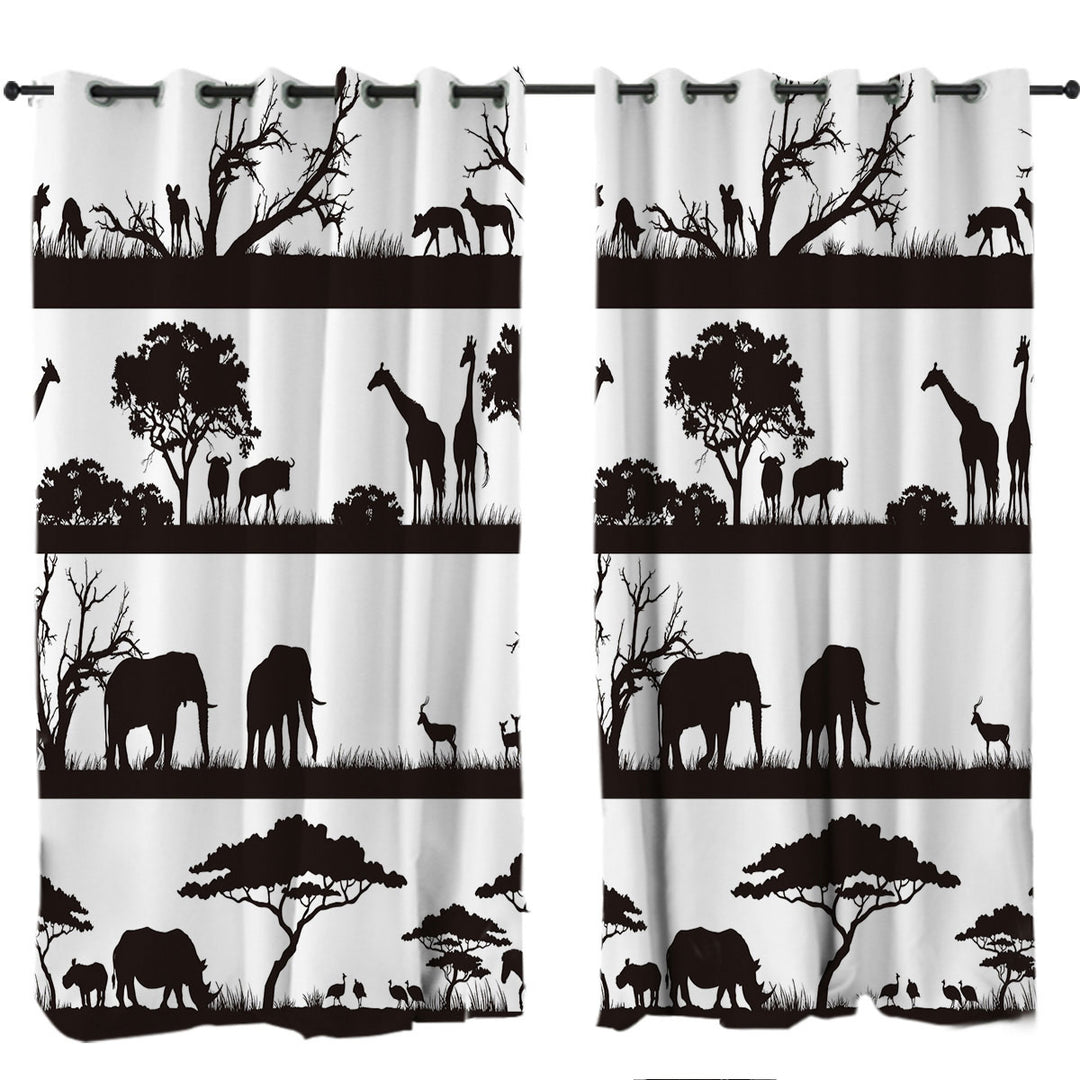 Black and White Africa Curtains