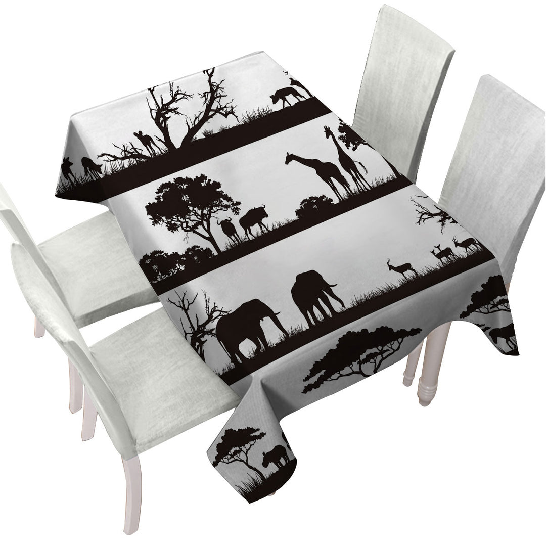 Black and White Africa Table Cover