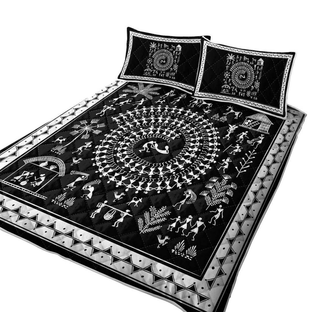 Black and White African Tribe Story Coverlet