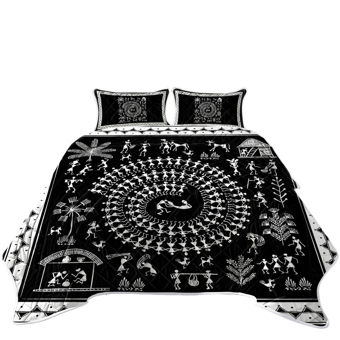 Black and White African Tribe Story Coverlets